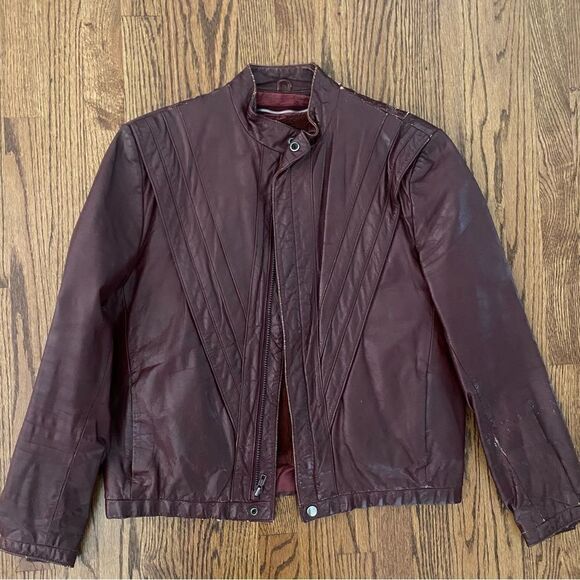 Vintage 1980’s Michael Jackson thriller style leather jacket rear half belt 40 - Picture 1 of 6